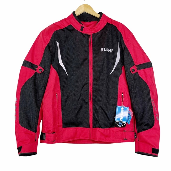Alpha Jackets & Coats Alpha Cycle Gear Riding Jacket Red With Black